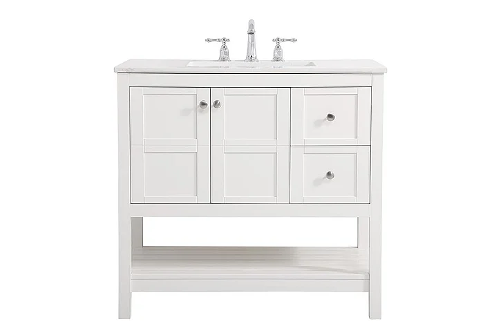 Elegant 36 In. Single Bathroom Vanity in White VF16436WH
