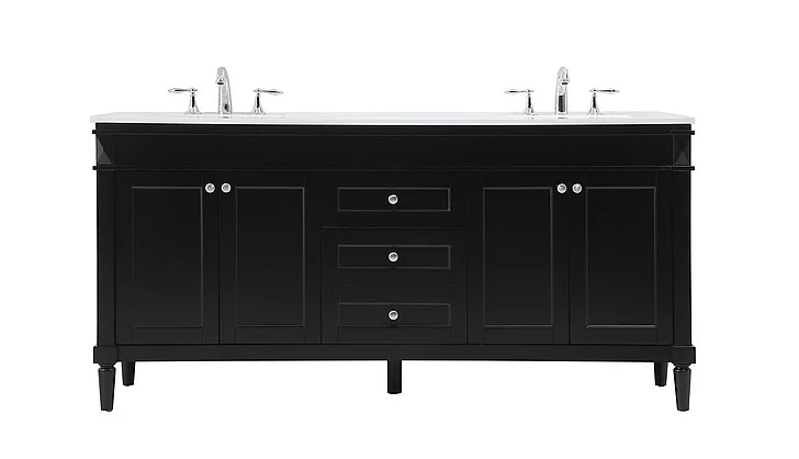 Elegant 72 In. Double Bathroom Vanity in Black VF31872DBK CLOSEOUT