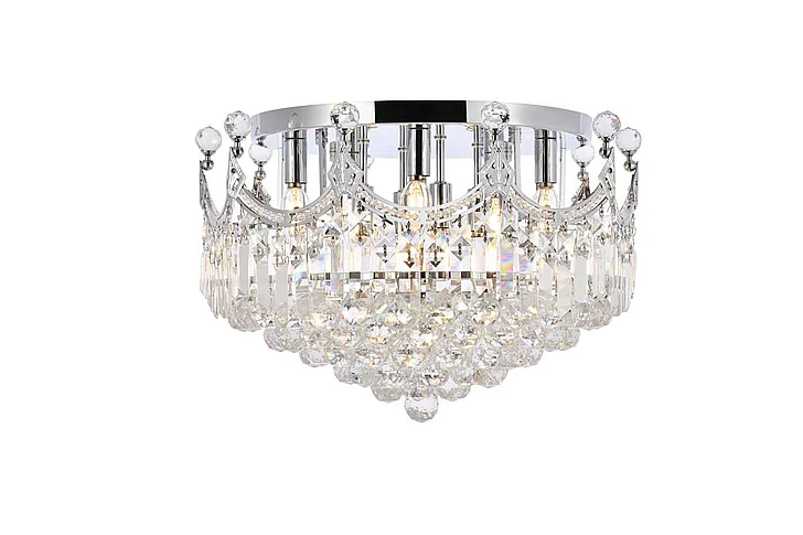 Elegant Corona 9 Light Chrome Flush Mount Clear Royal Cut Crystal V8949F20C/RC CLOSEOUT