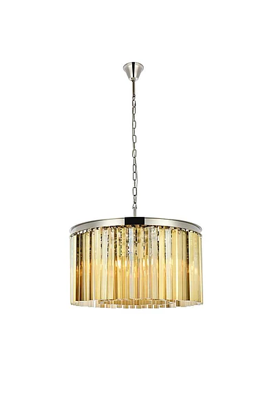 Elegant Sydney 8 Light Polished Nickel Chandelier Golden Teak (Smoky) Royal Cut Crystal 1208D26PN-GT/RC