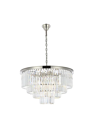 Elegant Sydney 17 Light Polished Nickel Chandelier Clear Royal Cut Crystal 1231D32PN/RC