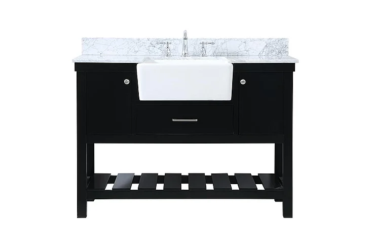 Elegant 48 In. Single Bathroom Vanity in Black with Backsplash VF60148BK-BS