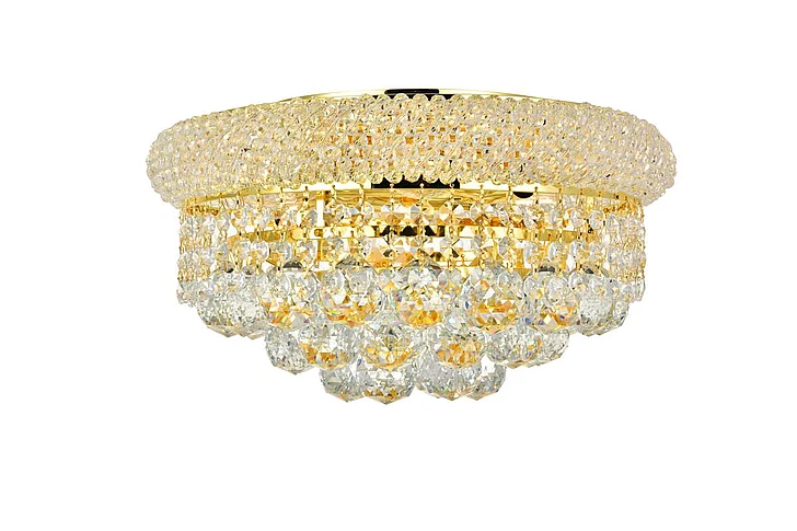 Elegant Primo 6 Light Gold Flush Mount Clear Royal Cut Crystal V1800F14G/RC