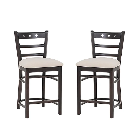 Linon Home Decor Dotty Counter Stool Upholstered Seat (Set of 2) in Brown AC1857BRN02ASU
