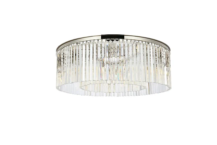 Elegant Sydney 10 Light Polished Nickel Flush Mount Clear Royal Cut Crystal 1208F43PN/RC