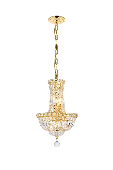 Elegant Tranquil 6 Light Gold Pendant Clear Royal Cut Crystal V2528D12G/RC