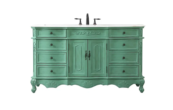 Elegant 60 In. Single Bathroom Vanity in Vintage Mint VF10160VM