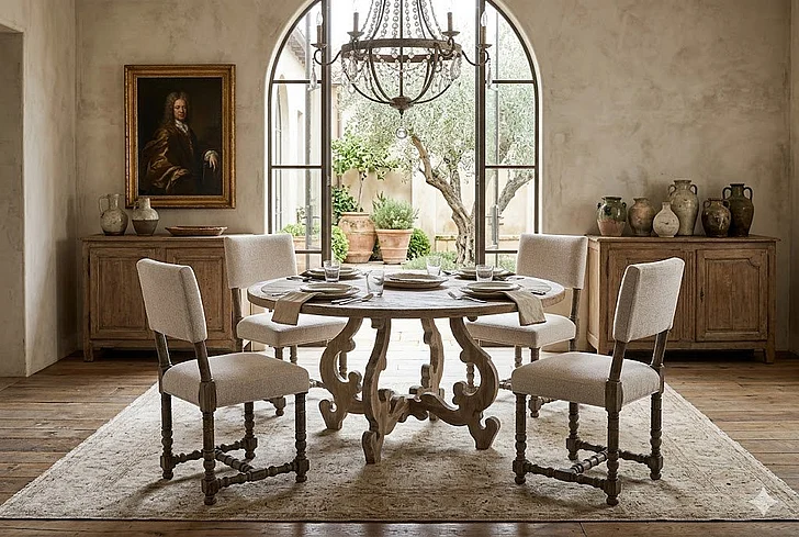 Jonathan Charles Caldera 5pc 60 Inch Round Dining Room Set in Walnut