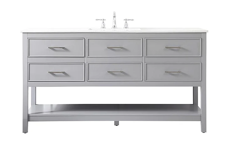 Elegant 60 In. Single Bathroom Vanity in Gray VF19060GR