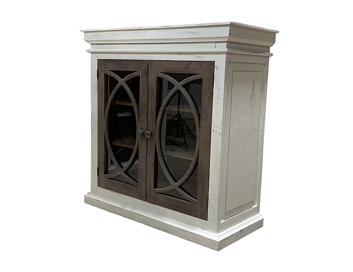Split Nickel Fish 2 Door Console W/Glass MIC-FISH-C2DRG | SOF5542