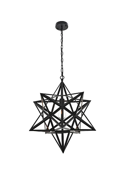 Elegant Nocturne 1 Light Black Pendant LD4076D24BK CLOSEOUT