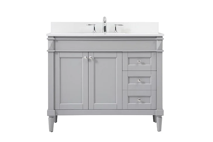 Elegant 42 In. Single Bathroom Vanity in Grey with Backsplash VF31842GR-BS