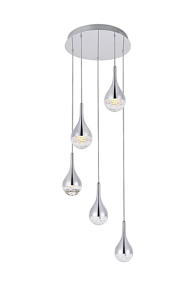 Elegant Amherst Collection Led 5-Light Chandelier 15In x 9In Chrome Finish 3805D14C