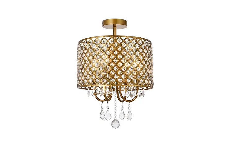 Elegant Elise 14 In. Flush Mount in Brass LD710F14BR CLOSEOUT