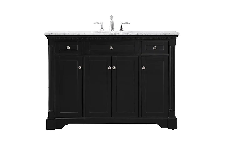 Elegant 48 In. Single Bathroom Vanity Set in Black VF53048BK
