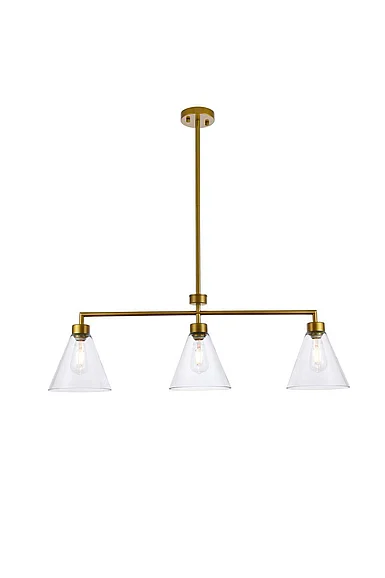 Elegant Mera 3 Lights Brass Pendant LD2502BR