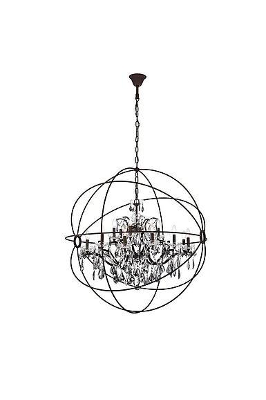 Elegant Geneva 18 Light Rustic Intent Chandelier Silver Shade (Grey) Royal Cut Crystal 1130G43RI-SS/RC
