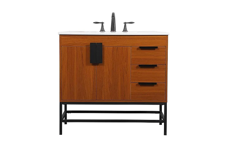 Elegant 36 In. Single Bathroom Vanity in Teak VF48836MTK CLOSEOUT