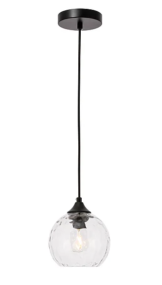Elegant Cashel 1 Light Black and Clear Glass Pendant LD2280