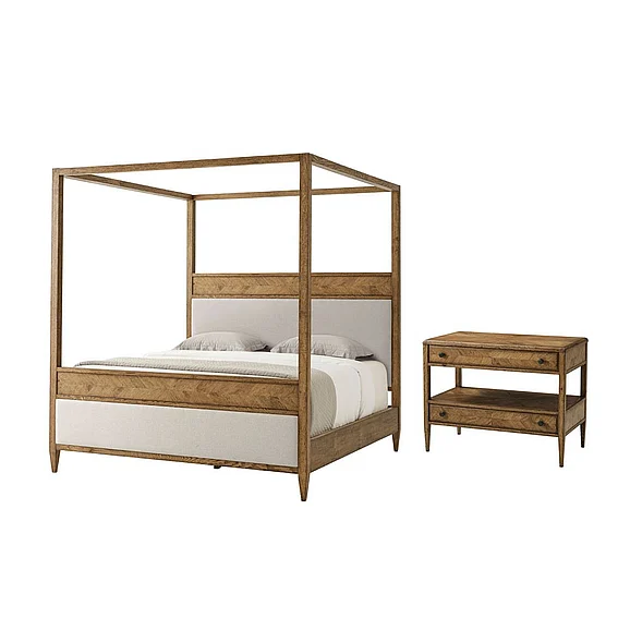 Theodore Alexander Nova 2pc California King Canopy Bedroom Set in Dawn