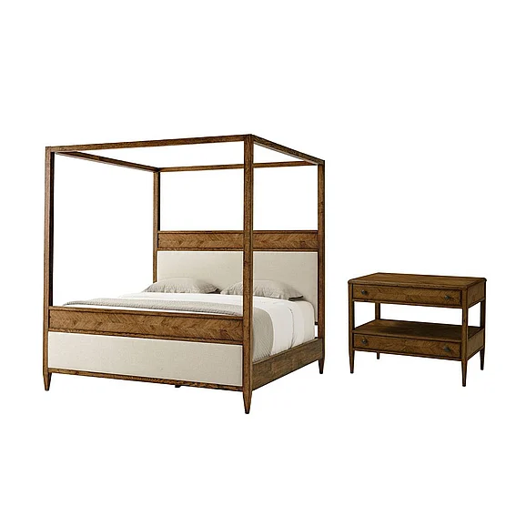 Theodore Alexander Nova 2pc California King Canopy Bedroom Set in Dusk