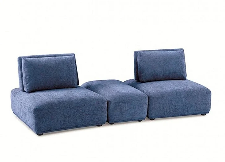 Furniture of America Stavanger 2-Seater with Rectangular Ottoman in Blue FM63001BL-E