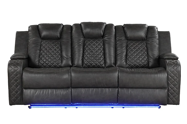 Galaxy Home Benz LED & Power Reclining Sofa in Gray 659436452237