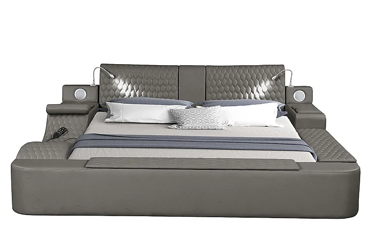 Galaxy Home Zoya Modern Style Queen Bed in Grey 698781498316