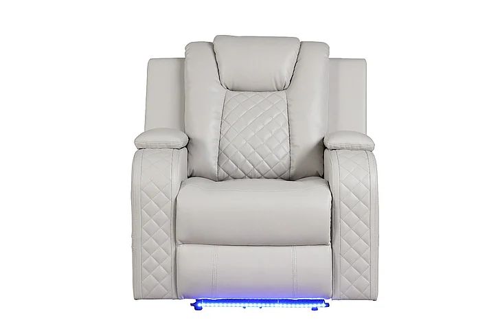 Galaxy Home Benz LED & Power Recliner Chair in Ice/ White 659436190283