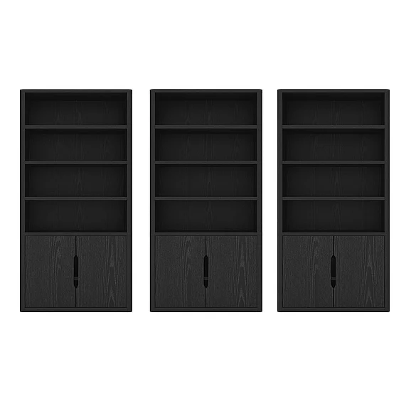 Manhattan Comfort Rivington 40" Bookcase Cabinet in Black - Set of 3 3-BC006-BK