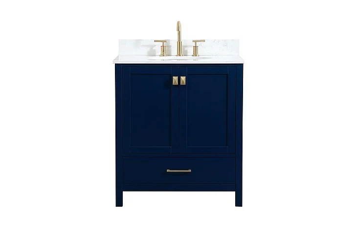 Elegant 30 In. Single Bathroom Vanity in Blue with Backsplash VF18830BL-BS