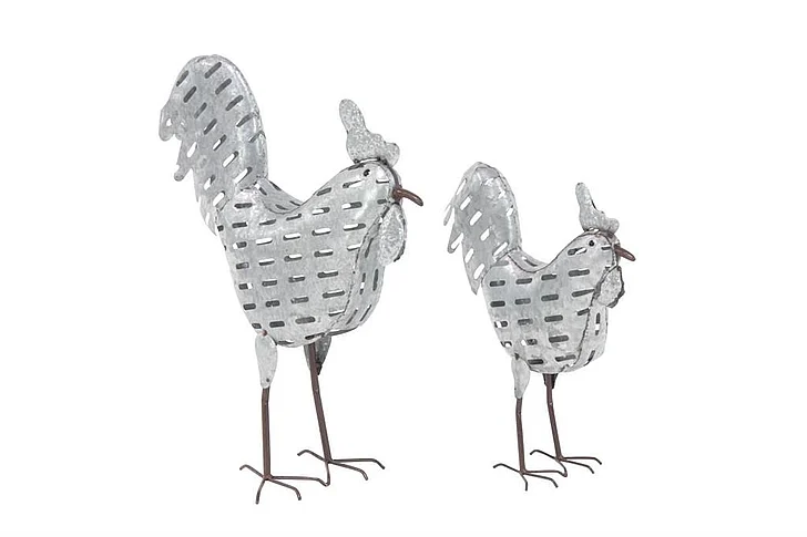 UMA Metal Rooster Garden Sculpture, Set of 2 16, 22H | 30063 CLOSEOUT