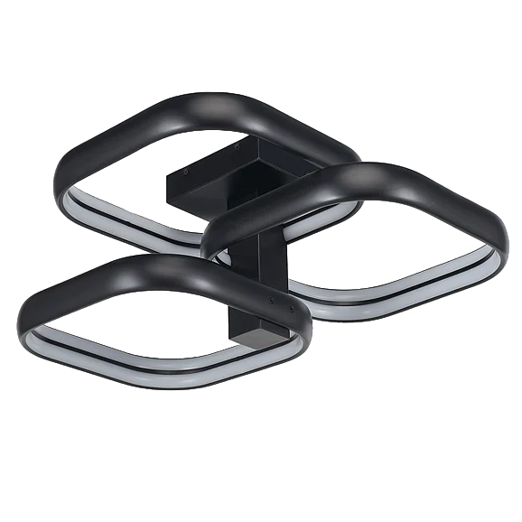 Abra Dual LED Off-Set Triple Square Semi-Flushmount in Matte Black 30088FM-MB-Rave