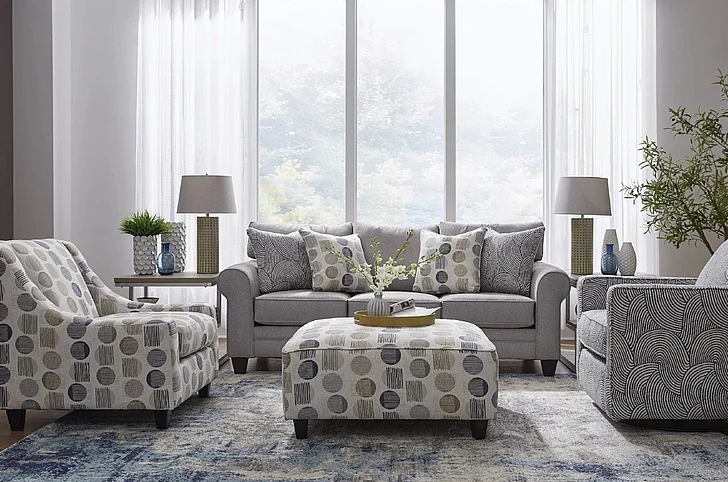 Southern Motion Amos 2pc Pebble Sofa Living Room Set in Grey