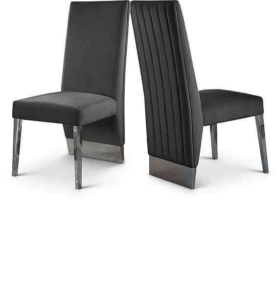 Meridian Porsha Velvet Dining Chair in Grey Velvet 756Grey-C