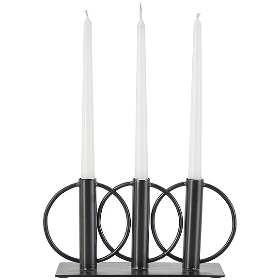UMA Black Metal Overlapping Circular Ring Candelabra, 11" x 3" x 5" | 30175 CLOSEOUT