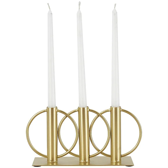UMA Gold Metal Overlapping Circular Ring Candelabra, 11" x 3" x 5" | 30176 CLOSEOUT