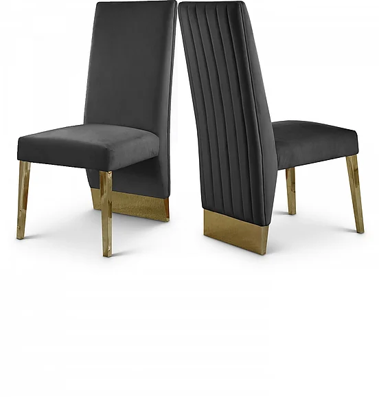 Meridian Porsha Velvet Dining Chair in Grey Velvet 755Grey-C