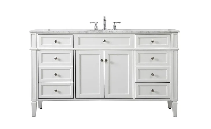 Elegant 60 In. Single Bathroom Vanity in White VF12560WH
