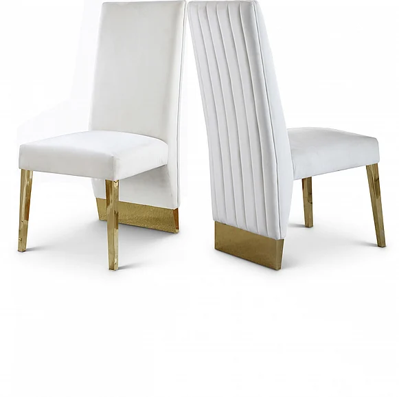 Meridian Porsha Velvet Dining Chair in Cream Velvet 755Cream-C