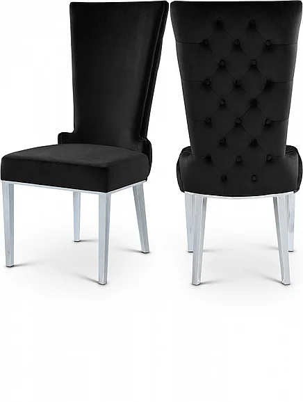Meridian Serafina Velet Dining Chair in Black Velvet 729Black-C