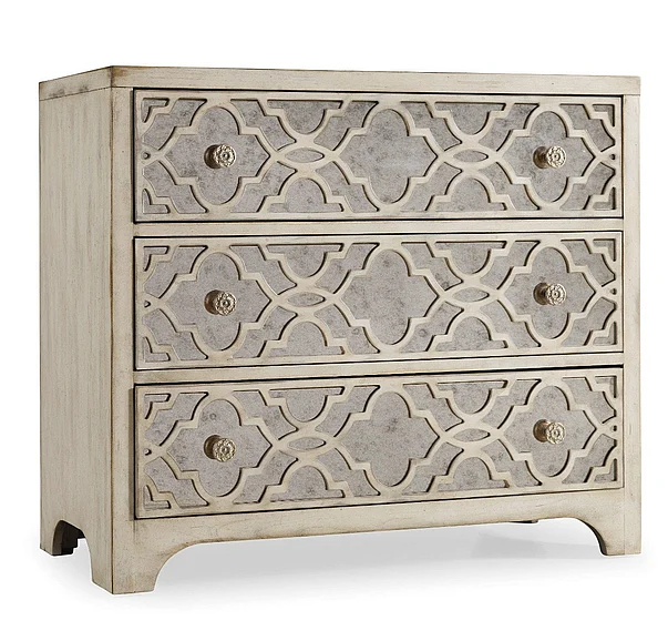Hooker Furniture Sanctuary 3-Drawer Fretwork Chest in Pearl Essence 3023-85001
