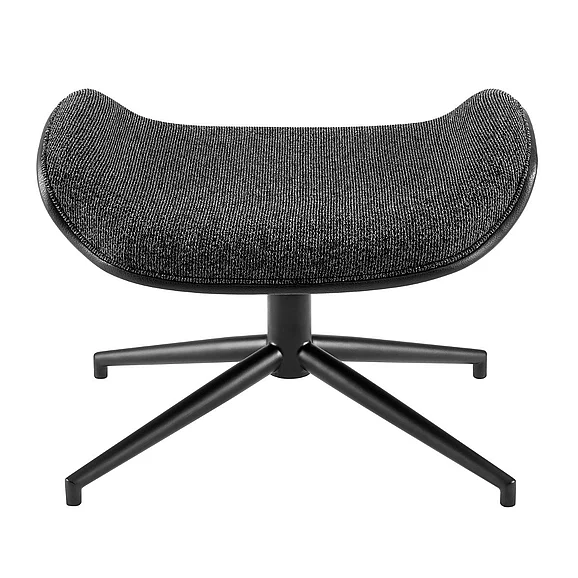 Euro Style Lennart Ottoman in Black Fabric and Black Leatherette with Matte Black Base30349-BLK