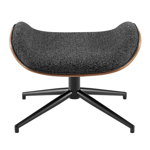 Euro Style Lennart Ottoman in Black Fabric and Brown Leatherette with Matte Black Base 30349-BRN