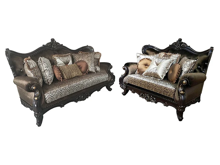 Cosmos Aroma 2pc Living Room Set in Cherry