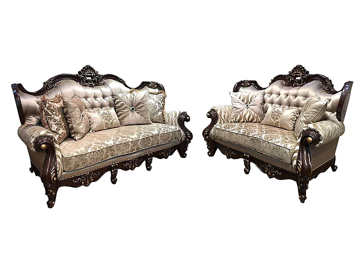 Cosmos Jade 2pc Living Room Set in Cherry