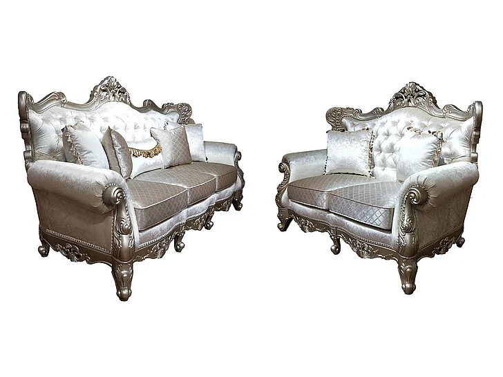 Cosmos Emily 2pc Living Room Set in Silver