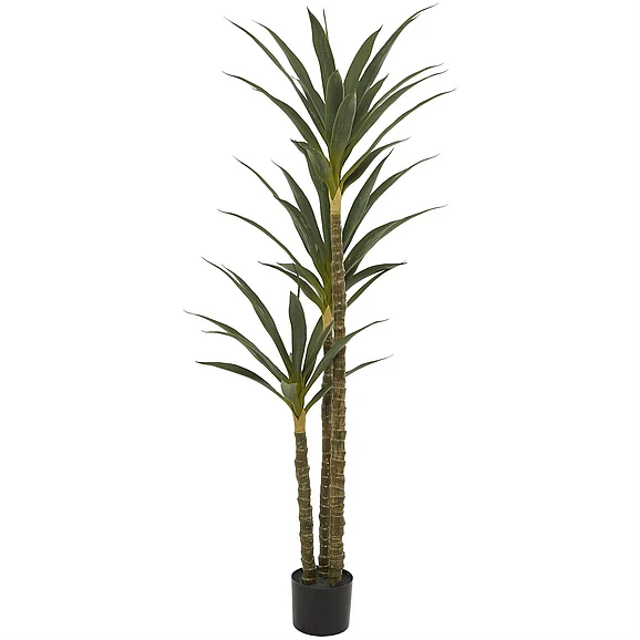 UMA Green Faux Foliage Sisal Indoor Outdoor Artificial Tree with Realistic Leaves and Black Plastic Pot, 28" x 28" x 58" | 30363 CLOSEOUT
