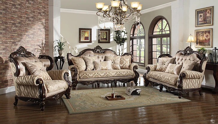 Cosmos Jade Sofa and Loveseat Set in Cherry JADE-SL
