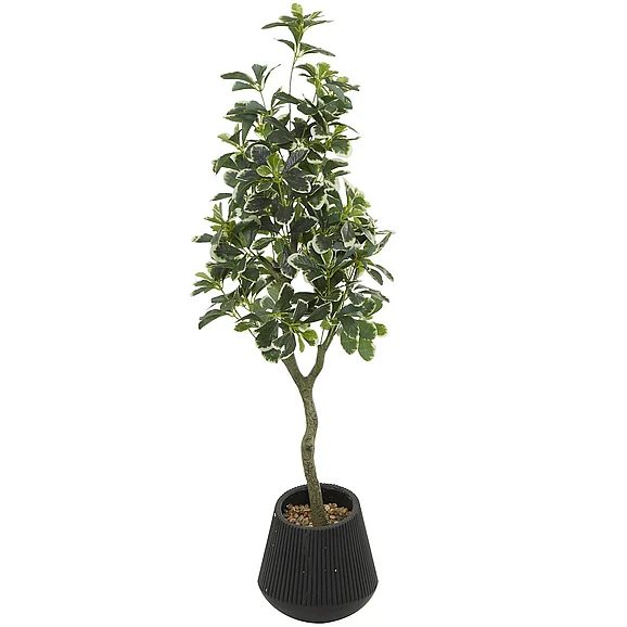 UMA Green Faux Foliage Eucalyptus Indoor Outdoor Artificial Tree with Realistic Leaves and Black Pot, 17" x 17" x 49" | 30371 CLOSEOUT